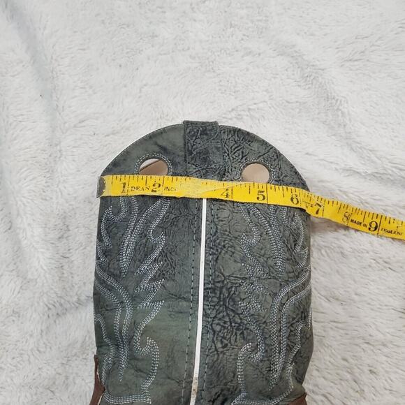 Old West Cowgirl Turquoise Stitched Flame Brown Leather Western Boot Woman 6.5 D - Picture 13 of 13